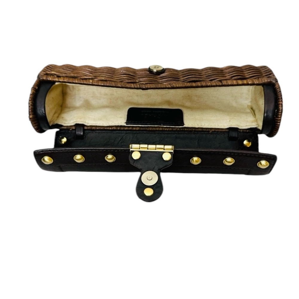 MICHAEL KORS SANTORINI WICKER LEATHER CLUTCH - Picture 7 of 9